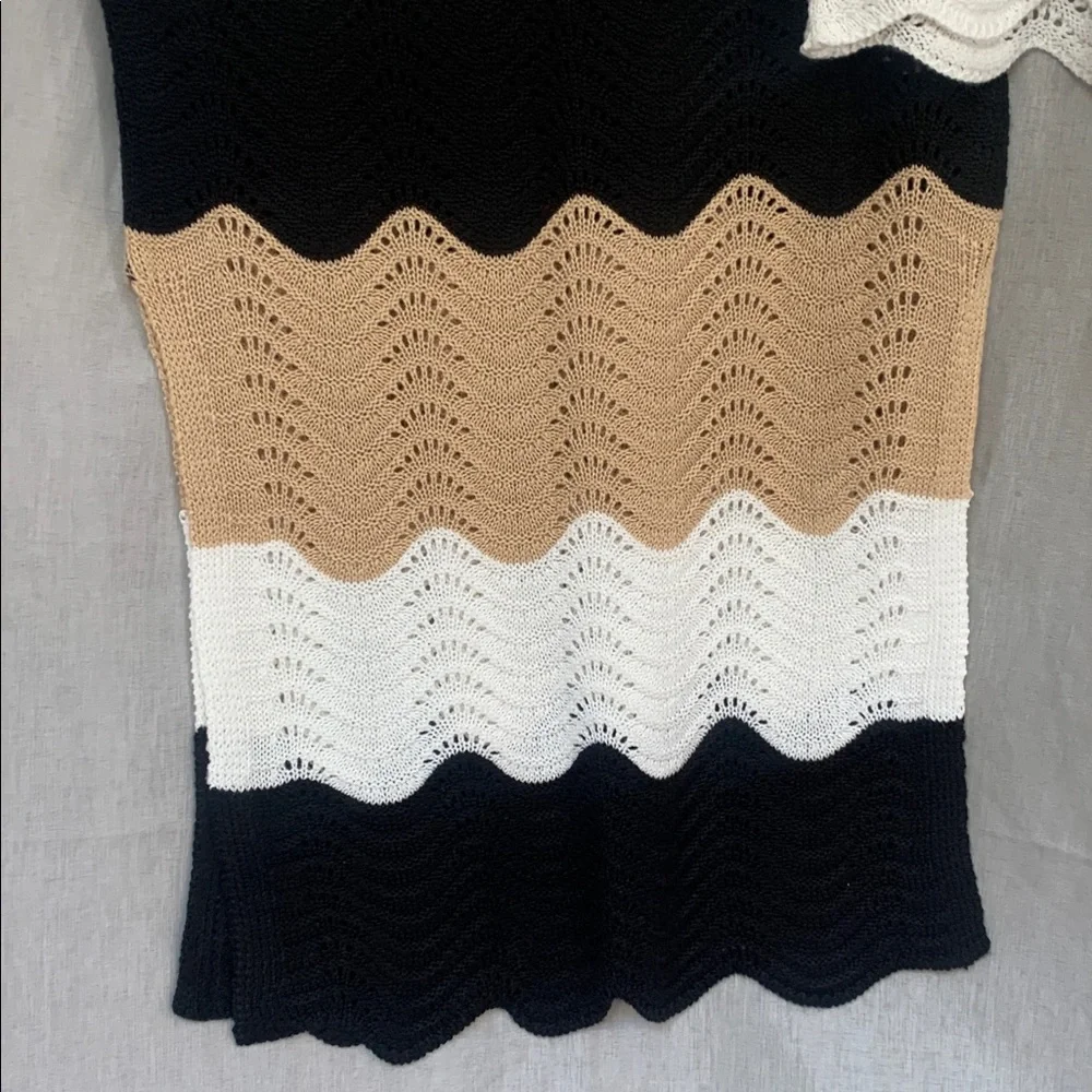 Black, Cream & White Knit Midi Skirt - Women's